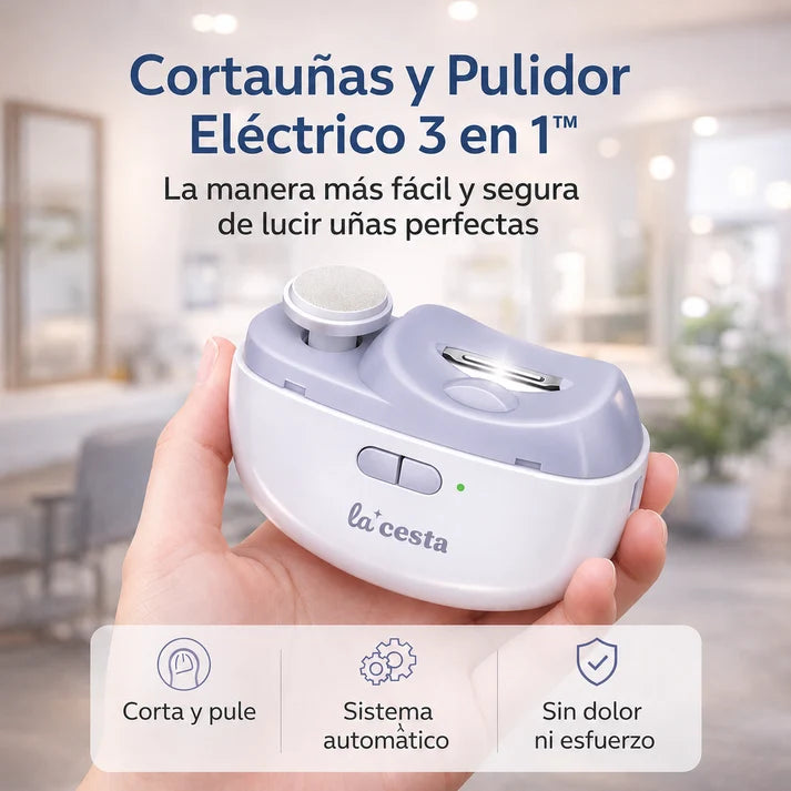 Cortaúñas y Pulidor Eléctrico 3 en 1™ Uñas perfectas en segundos, sin cortes ni esfuerzo